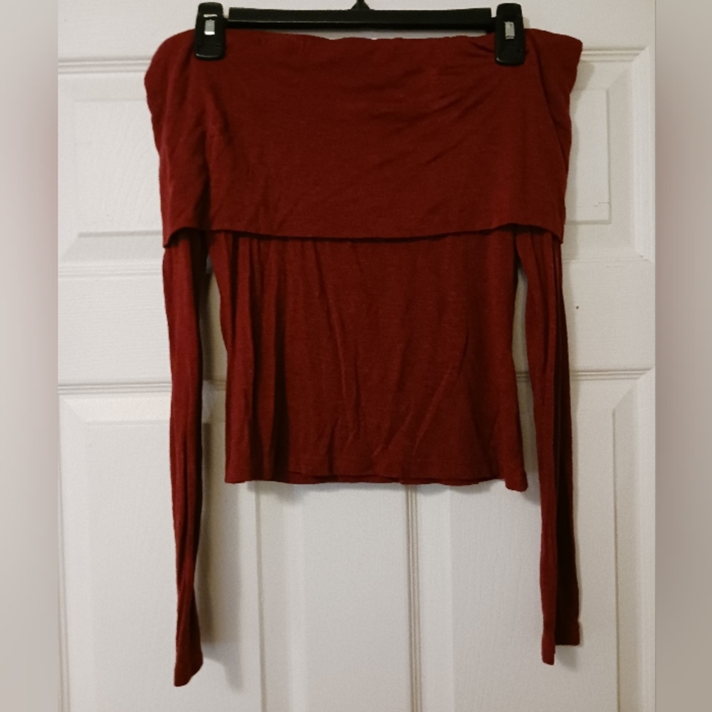 Tresics Fold-Over, Off-Shoulder Top/Size S/Maroon